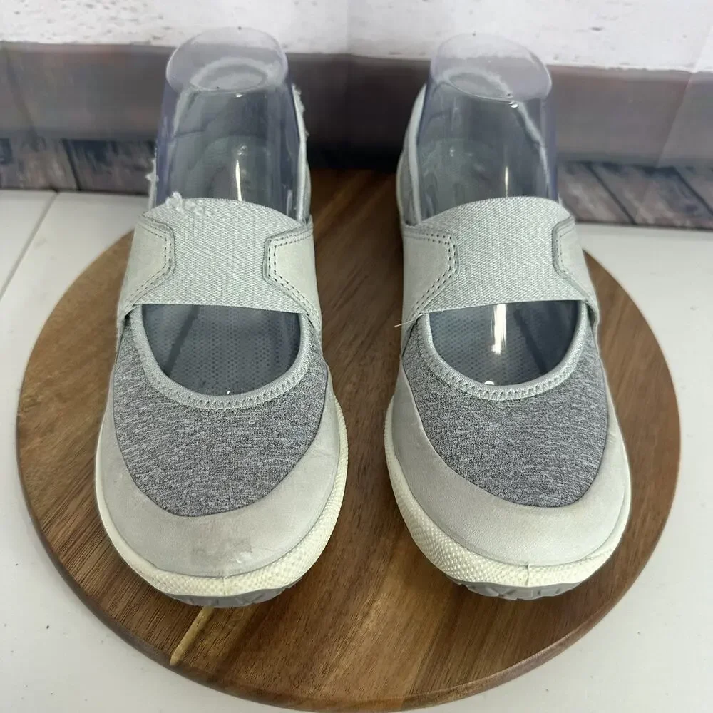 Ecco Mary Jane Shoe Womens 7 Gray Comfort Cushion Biom Flat Slip on Leather - Picture 4 of 14